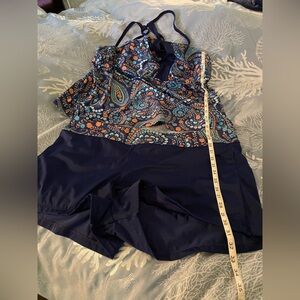 Two piece woman’s bathing suit from South Point navy blue in color size 24w
